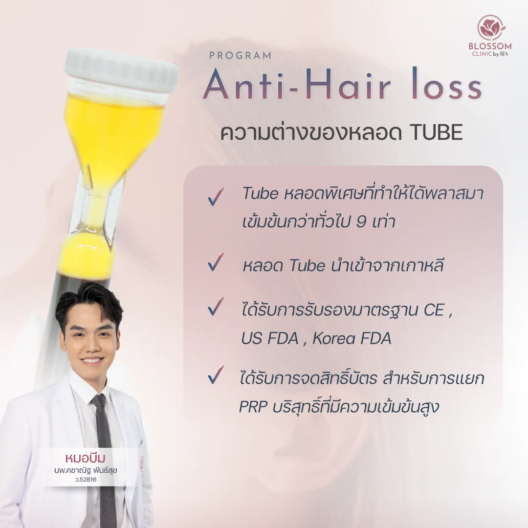 Blossom ใช้ Tube หลอดสกัดพิเศษในโปรแกรม Anti-Hair loss